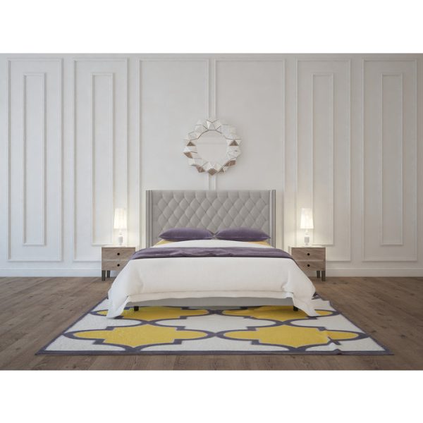 Кровать с декоративными гвоздиками Wing 180x200 см Лен Молочный — изображение 7