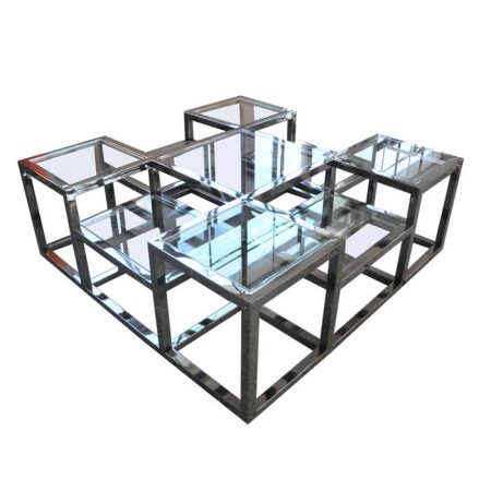 Оригинальный многоуровневый кофейный столик Van Roon Cacharel из никелированного металла