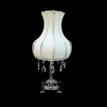 Настольная лампа ROMANTIC Lamp International с абажуром из кожи белого цвета