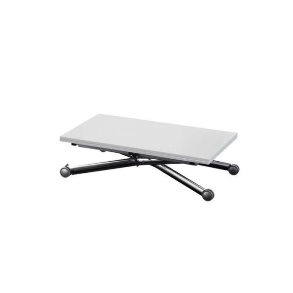 Раскладной журнально-обеденный стол с регулируемой высотой и белой глянцевой столешницей — изображение 2