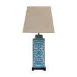 Лампа настольная керамическая с бежевым абажуром