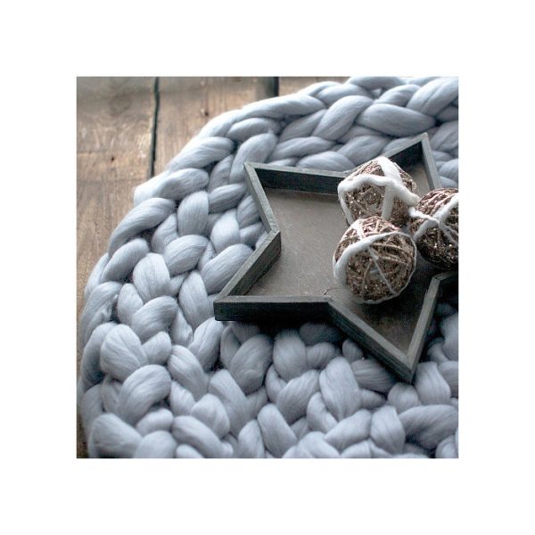 ПЛЕД КРУПНОЙ ВЯЗКИ, СВЕТЛО-СЕРЫЙ, БОЛЬШОЙ — изображение 2