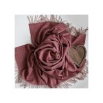 БЕЖЕВО-МАЛИНОВЫЙ ПЛЕД ИЗ ШЕРСТИ