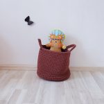 Вязаная корзина Шоколад большая с ручками — изображение 2