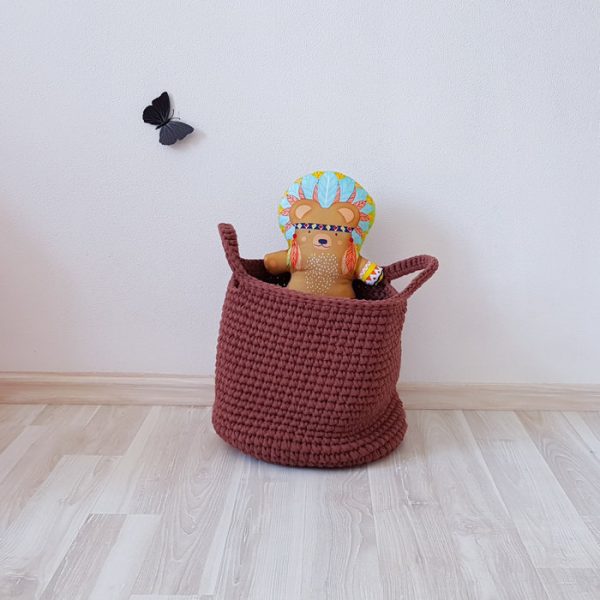 2652product_gallery_photo_11120c41-3e88-4172-a694-c057bd802e6e.jpg Вязаная корзина Шоколад большая с ручками — изображение 2