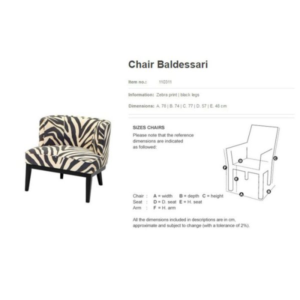 Кресло  Baldessari c рисунком под зебру   — изображение 2