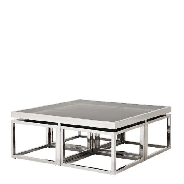 Журнальный столик  Coffee Table Monogram 5 в 1 из нержавеющей стали и плотного стекла — изображение 3