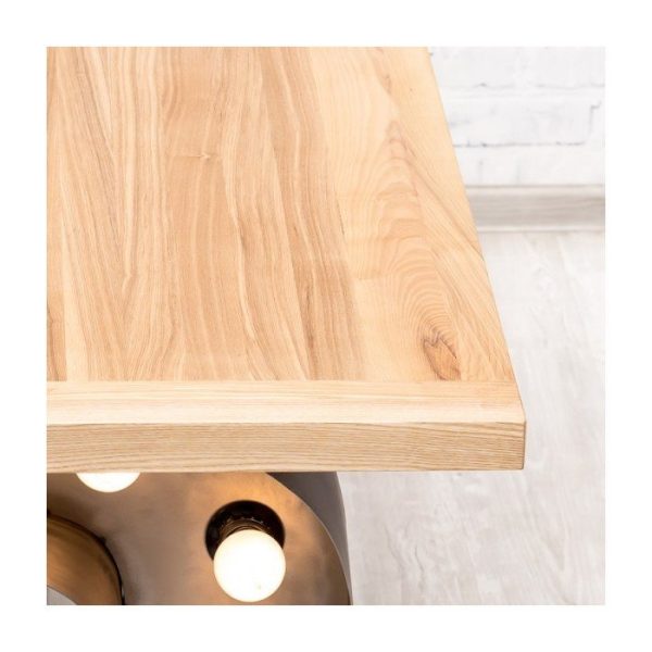 Стол AMSTERDAM на фигурном металлическом основании с подсветкой и столешницей из массива дуба — изображение 4