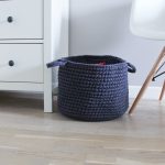 Вязаная корзина Графит большая с ручками