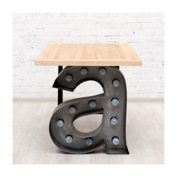 Стол AMSTERDAM на фигурном металлическом основании с подсветкой и столешницей из массива дуба — изображение 6