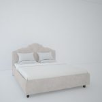 Кровать из молочного льна с изголовьем Palace 160х200 см — изображение 5