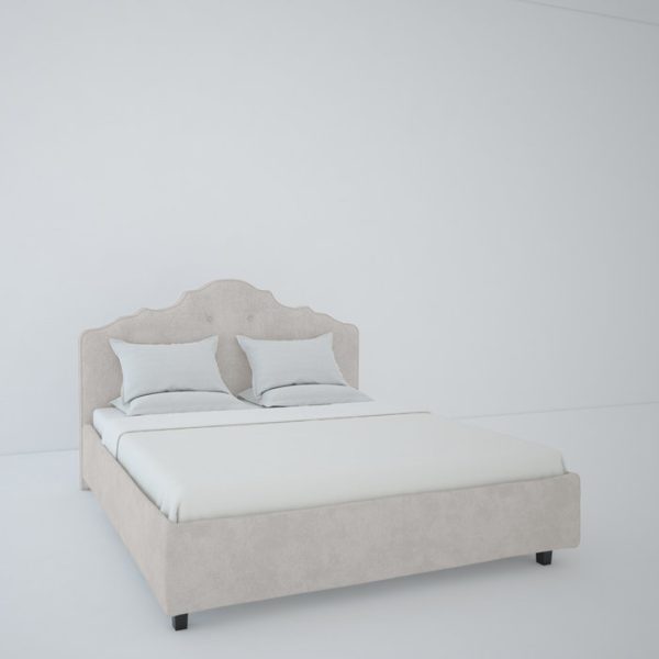Кровать из молочного льна с изголовьем Palace 160х200 см — изображение 5
