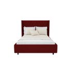 Кровать с декоративными гвоздиками Wing 160x200 см Велюр Красный
