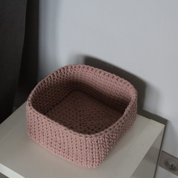 Вязаная корзина Какао квадратная малая — изображение 2