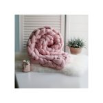 ПЛЕД КРУПНОЙ ВЯЗКИ, НЕЖНО-РОЗОВЫЙ БОЛЬШОЙ