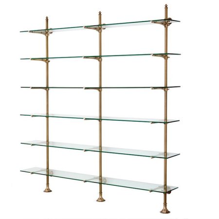 Стеллаж  Wall Pulitzer Double с полками из плотного прозрачного стекла
