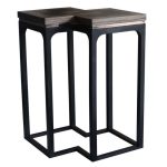 Консоль на металлическом основании с деревянной столешницей