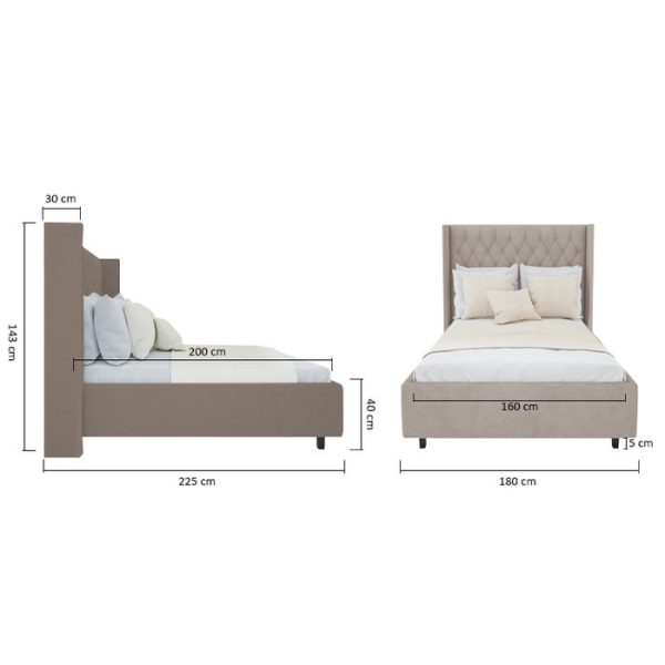 Кровать Wing-2 160x200 см Велюр Серый — изображение 8