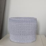 Вязаная корзина Серый Меланж круглая малая — изображение 3