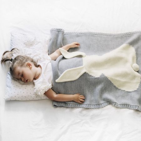 Плед Зайка 60х90 светло-серый меланж+белый