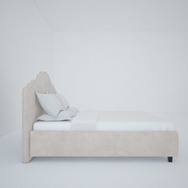 Кровать из молочного льна с изголовьем Palace 160х200 см — изображение 4
