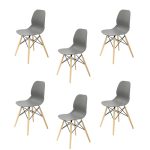 Набор из 6-х стульев на деревянных ножках серый