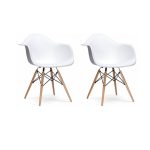 НАБОР ИЗ 2-Х СТУЛЬЕВ EAMES НА ДЕРЕВЯННЫХ НОЖКАХ  белый