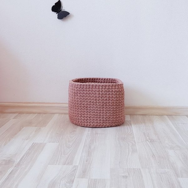 Вязаная корзина Какао круглая малая — изображение 1