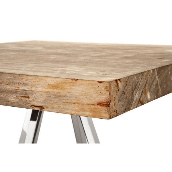 Приставной Журнальный столик  Wood из окаменелой породы древесины и нержавеющей стали — изображение 2