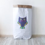Эко-мешок для игрушек из крафт бумаги Фиолетовая Сова