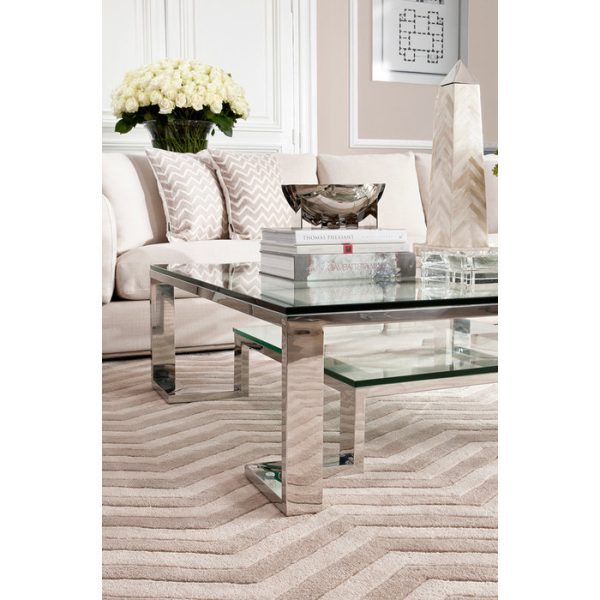 Журнальный столик  Huntington из плотного прозрачного стекла и нержавеющей стали — изображение 2