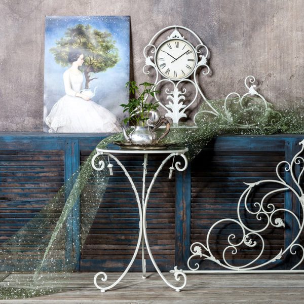 Кофейный столик Бельфор белый антик со стеклянной столешницы — изображение 2