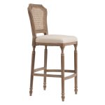 Барный стул Vintage French Nailhead Cane Back Кремовый Лен — изображение 3