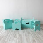 Деревянный ящик для игрушек бирюзовый с облачком — изображение 5