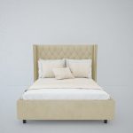 Кровать с декоративными гвоздиками Wing 160х200 см Лён Классический — изображение 5