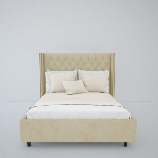 Кровать с декоративными гвоздиками Wing 160х200 см Лён Классический — изображение 5