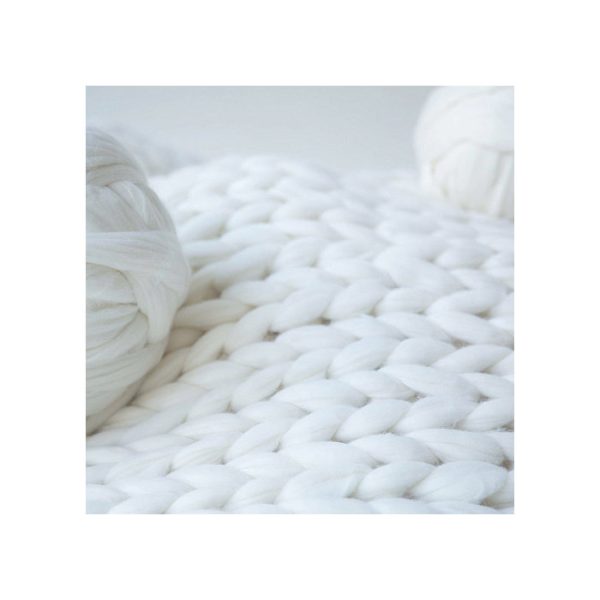 ПЛЕД КРУПНОЙ ВЯЗКИ, БЕЛЫЙ — изображение 3