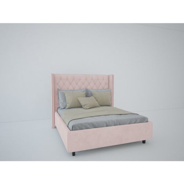 Кровать с декоративными гвоздиками Wing 160x200 см Велюр Пыльная роза — изображение 4