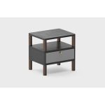 Прикроватная тумбочка Latitude SAGA BIRKIR черного цвета в отделке темный ясень с серым элементом