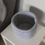 Вязаная корзина Серый Меланж круглая малая — изображение 2