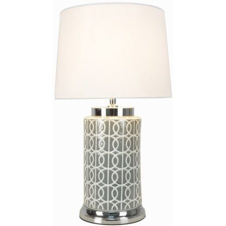 Керамическая настольная лампа с белым абажуром