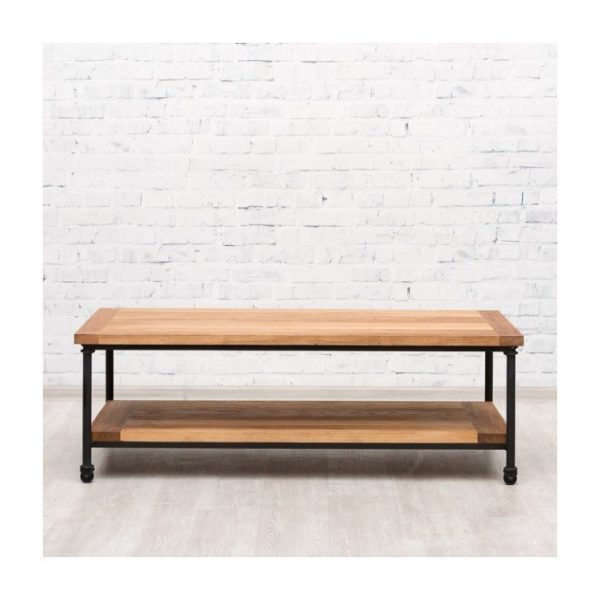 Журнальный столик на колесиках Edison из массива дуба и металла  — изображение 2