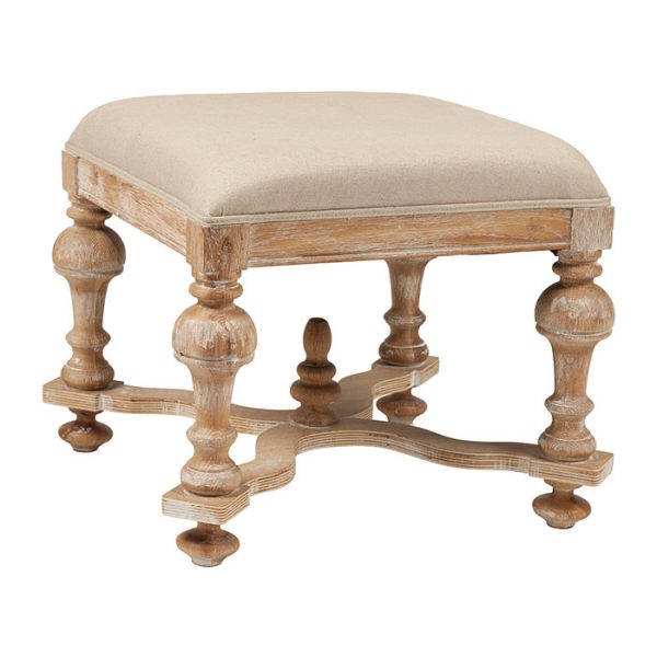 Табурет 17th C. Baroque Ottoman Кремовый Лен — изображение 2