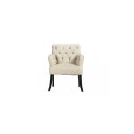 Кресло Castro Armchair с льняной плотной белой обивкой 