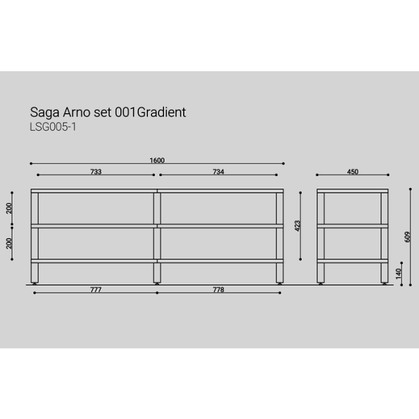 Тумба под ТВ LATITUDE SAGA ARNO SET 001 GRADIENT красная — изображение 2