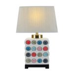 Лампа настольная керамическая с белым абажуром