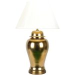 Керамическая настольная лампа с белым абажуром