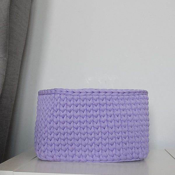 Вязаная корзина Сиреневая квадратная малая — изображение 5