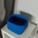 Вязаная корзина Синяя квадратная малая — изображение 2