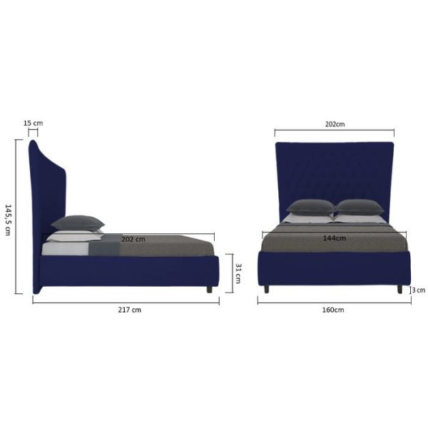 Кровать QuickSand Велюр Синий 160х200 см — изображение 8